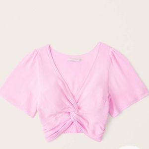 Abercrombie Knot-Front Flutter Sleeve Top